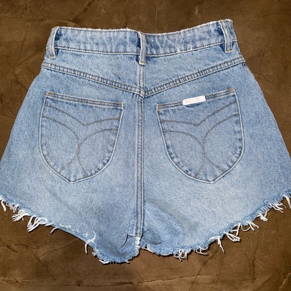 ROLLA'S Light Blue Distressed Jean Shorts Sylvia Blue High Rise - Picture 3 of 7